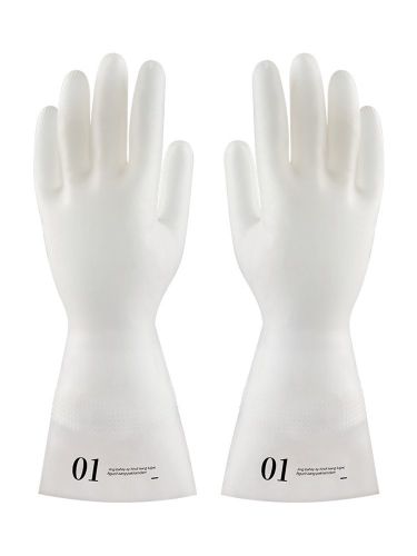 Long thickening nitrile light printing household dishwashing acid and alkali anti-slip anti-ripe latex rubber gloves