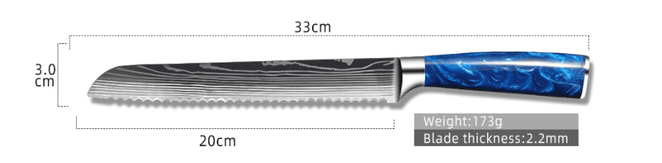 8-inch Chef Knife with Blue Resin Handle