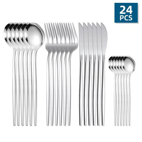 24pcs/Set Stainless Steel Cutlery; Portuguese Cutlery Spoon; Western Cutlery Set